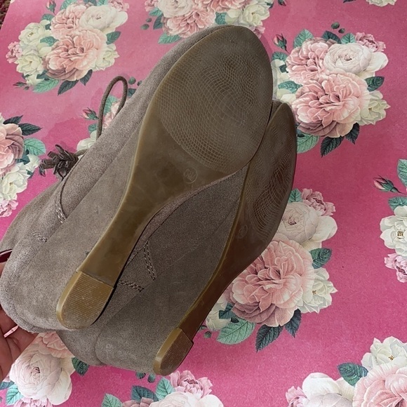 Crown vintage boots wedge suede‎ tan taupe leather 6.5 - Picture 6 of 7